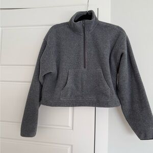 TNA Heather Gray Cropped Fleece Quarter-Zip